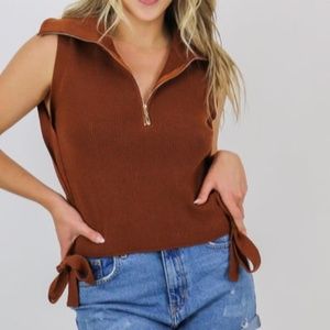 Brown/Rust Vest with Bow details